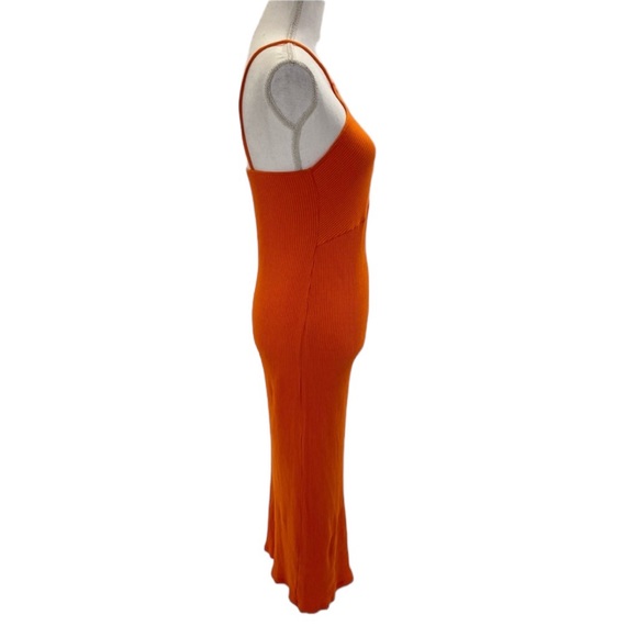 Zara Ribbed Cotton Halter Dress Large Orange - Picture 4 of 16